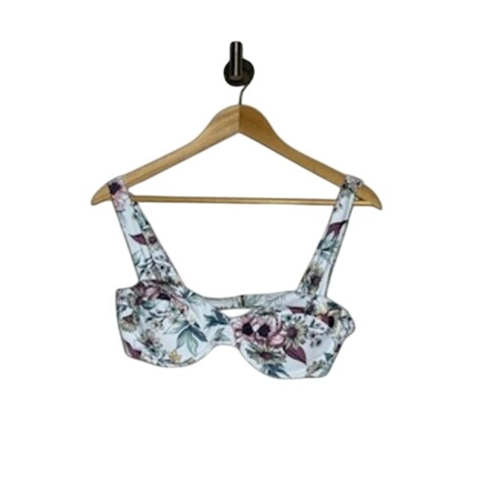 Freshwater Floral Underwire Bikini Top NWT White Pink Sunflower M
